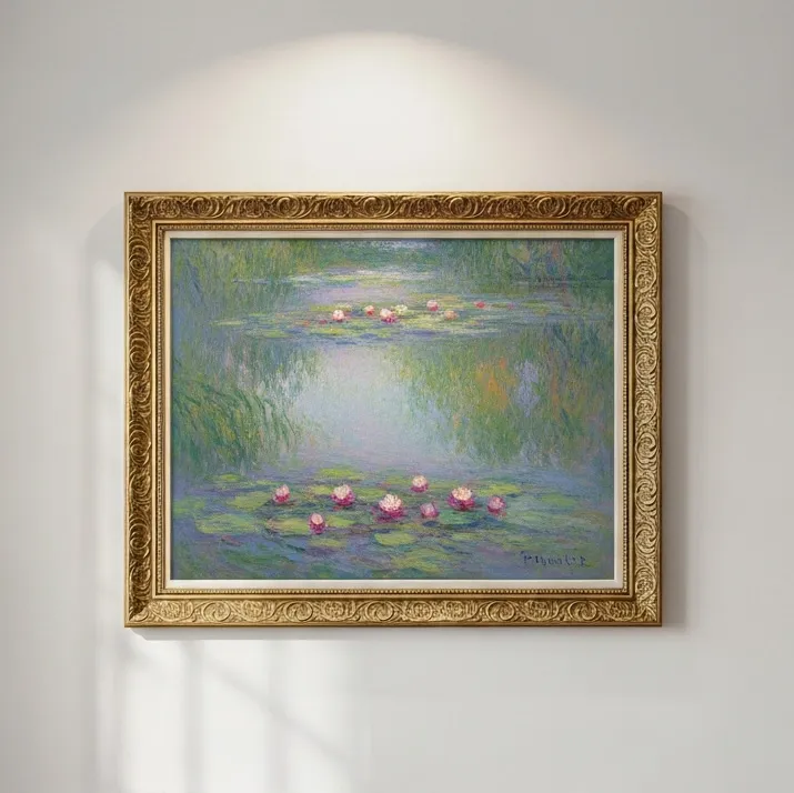 印象派風の絵画が壁に掛けられている画像